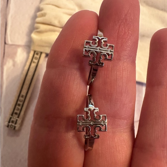 Tory Burch Logo Hoop Earings - Picture 2 of 3